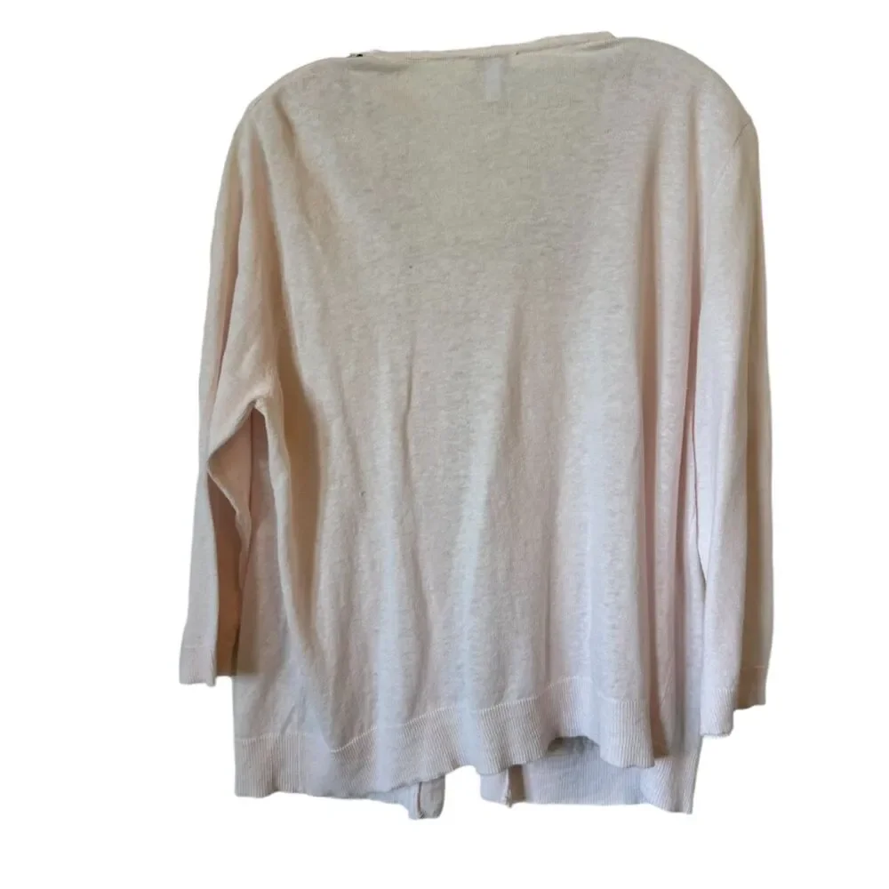 CHICO's Long Sleeve Cream Solid w/ Sequin Accents Stand-Up Collar Full Zip Sz 3